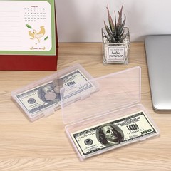 Hipiwe 2 Pack Plastic Cash Box Clear Currency Tray 2 Pack, Transparent