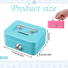 4 Pieces Small Money Box with Lock and Slot 4.5 x 3.3 x 2 Inch Metal Cash Box…