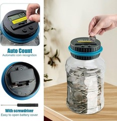 Large Piggy Banks for Adults, Digital Counting Money Jar, 1.8L Capacity Coin …