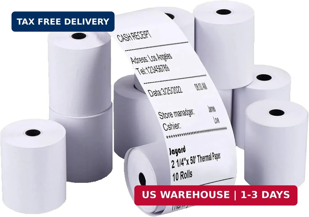 Jayard 2-1/4inch*50ft Thermal Paper Rolls For Credit Card – Cash Register Rolls