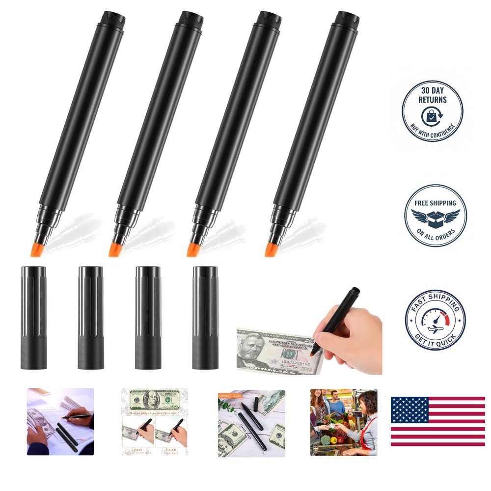Quick and Portable 4-Pack Money Checker Pens for Detecting Counterfeit Currency