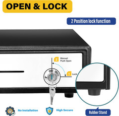 16inch Heavy Duty Manual Push-Open Cash Drawer with 5Bill/5Coin, Removable Till,