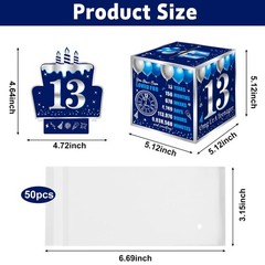 13th Birthday Pull-Out Money Gift Box Happy Birthday Party Cash Present Blue