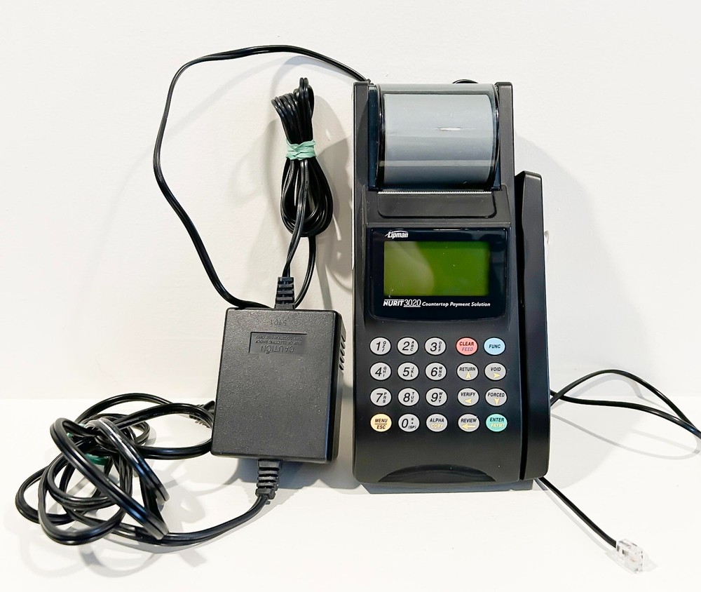 Lipman NURIT 3020 Terminal Credit Card Reader With Power Cord- WORKING