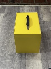 UNIQUE VINTAGE Yellow Oxford Metal Medication LOCKBOX-Antique