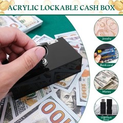 Pocket Size Acrylic Cash Box for Gambler, Winners Bank with 2 Keys Storage Ba…