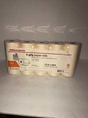Office Depot 1-Ply Bond Paper Rolls 2.75”x128 10 Count White-RARE-SHIPS N 24 HRS