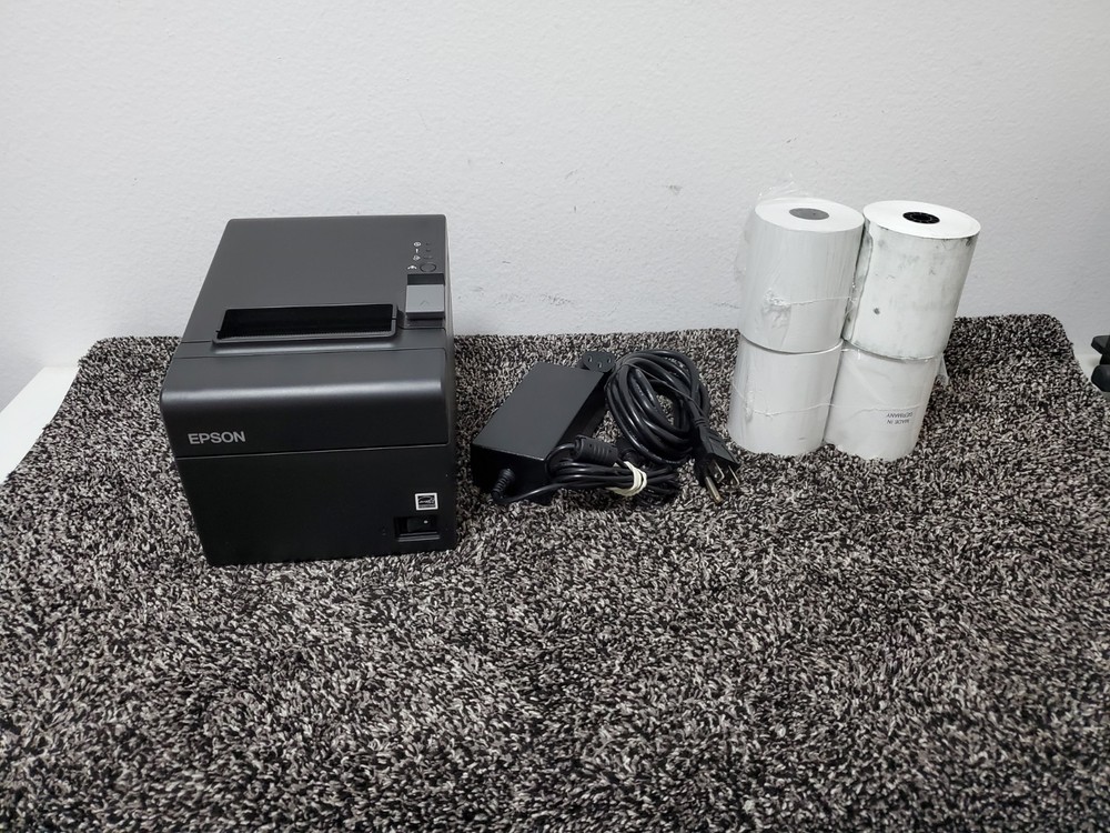 Epson TM-T20III Thermal Serial Receipt Printer With Power Adapter w Thermo Rolls