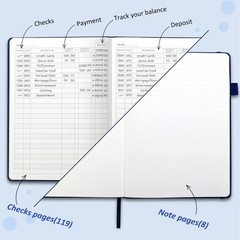 JUBTIC Check Register Book Large 7.5×10″ Ledger Personal Small Business Navy Blu