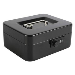 Black Steel Cash Box Safe Medium 7.87×6.30×3.54 Combination Lock Coin Tray