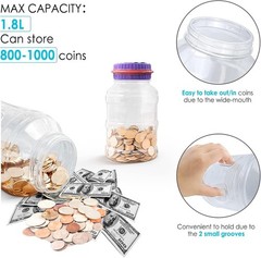 Large Coin Counting Bank for US Coins, Digital Money Jar with LCD Screen, 1.8L