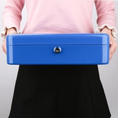 Decaller Metal Portable Key Lock 11.8″ Cash Box 5 Compartment Tiered Money Tray