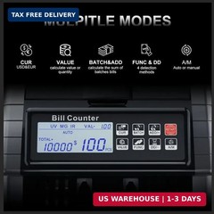 Money Counter Machine with Value Counting, Support Dollar and Euro