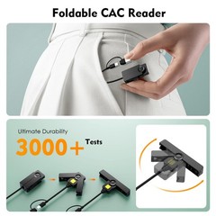 2-in-1 Type C Dual Connector CAC Card Reader, USB Smart Card Reader for Windows