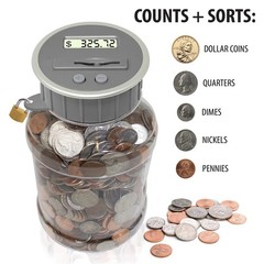 Locking Digital Coin Bank – Clear Jar with LCD Display – Counter for Kids