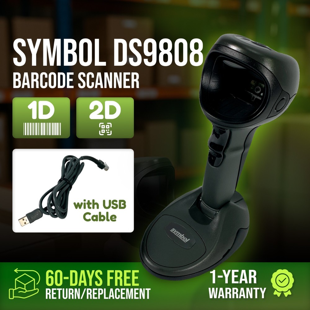 Symbol Zebra DS9808 1D 2D QR Barcode Scanner w/USB Cable 1 YEAR WARRANTY!⚡️