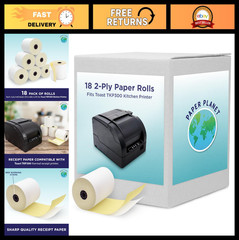 2-Ply Carbonless Paper Rolls for Toast Kitchen Printer – 18 White/Yellow Rolls