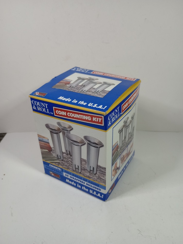 Coin Counting Kit 4 Gray Tubes & Box