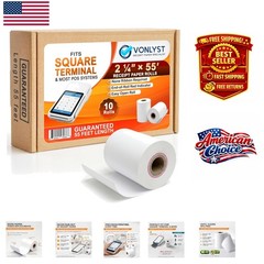 BPA-Free Thermal Receipt Paper Rolls 2 1/4″ x 55′ – 10 Pack for Square Terminal