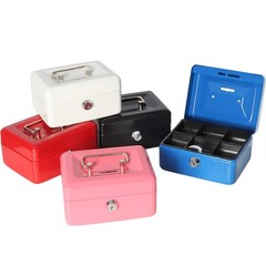 Small Cash Box with Slot 6.2x5x3″ Money Box with Tray Key Lock Black