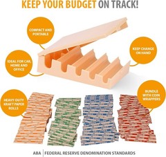 Coin Counters Tray & 4 Color-Coded Sorters Tubes Bundled +