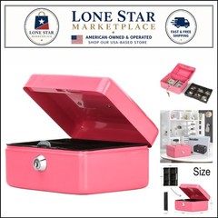 Compact Locking Box with Key Control – Small Pink Cash Box for Secure Keeping