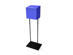 Returned! Blue Metal Ballot Box Donation Box Suggestion Box With Black Stand