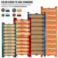 Aluminium Stackable Single Compartment Penny Coin Sorting Storage Tray 4 PCS
