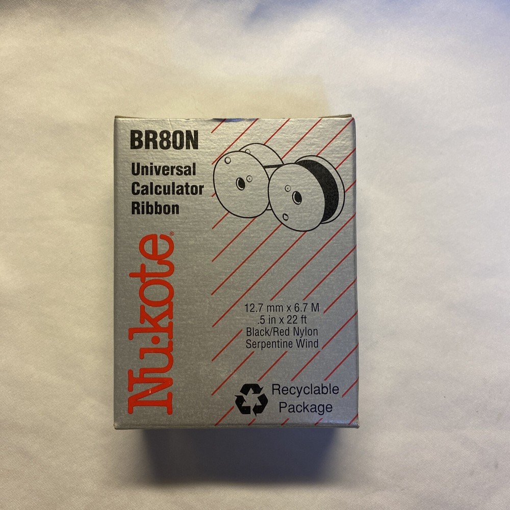 NuKote BR80N Universal Calculator Ribbon – Black & Red – .5in x 22 ft – New