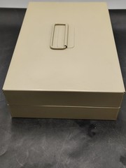 VTG MMF Industries Wheeling IL Heavy Duty Metal Cash Box Sand Combo Lock READ