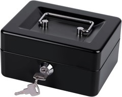Small Cash Box with Money Tray and Lock, Metal Cash Lock Box with Key
