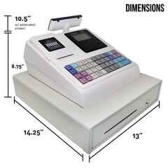 Nadex CR360 Cash Register, 4700 Lookups 50 Dept 50 Clerks,Thermal Printer, White