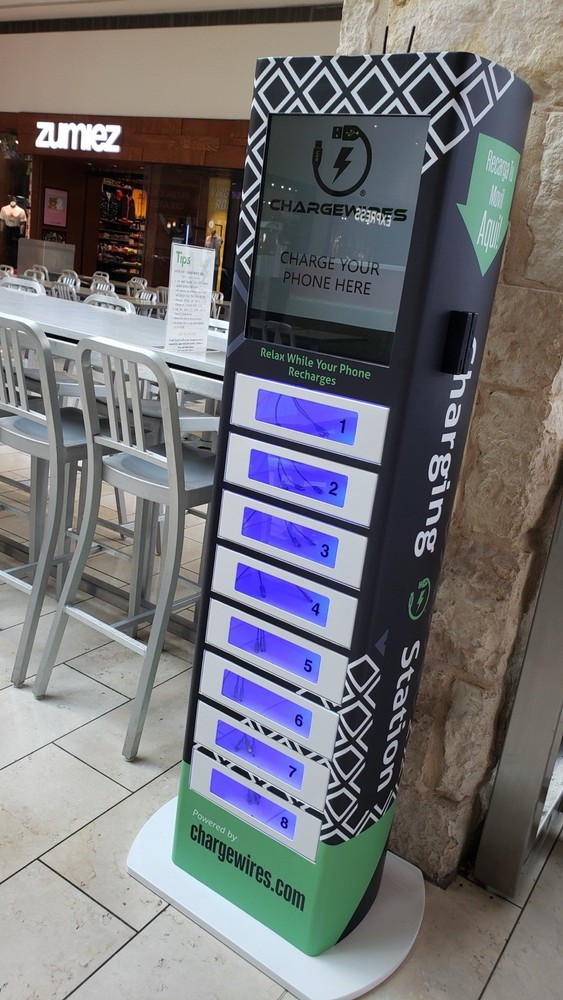 8-Locker commercial Phone Charging Station with qr code – advertising screen