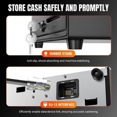 13″ Cash Register Drawer for POS System – 4 Bill 5 Coin Tray, Key-Lock, Auto Ope