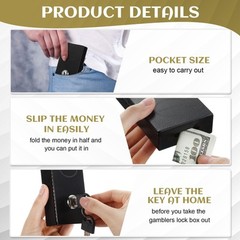 1 Pack Metal Box for Gamblers Pocket Sized Winner Bank Casino Cash Box with 2…
