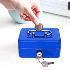 Small Cash Box with Lock and Slot Metal Coin Piggy Bank for Adults and Kids