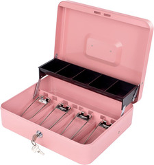Cash Box with Money Tray and Lock, Metal Money Box for Cash Register, Large Cash