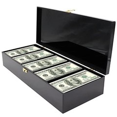 Lockable Black Acrylic Currency Tray – 5 Compartment Cash Organizer & Storage Bo