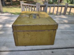 Vintage ASCO Art Steel Co New York OD Olive Drab Metal Safe Deposit Box NO KEY