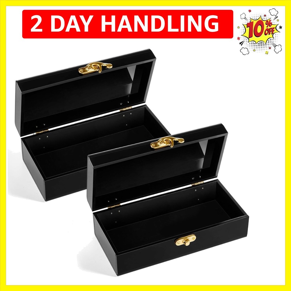 2 Pcs Acrylic Lockable Cash Box Cash Organizer Money Holder Single Row Curren…