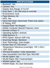 Datalogic 944950003 Memor 17 Handheld Terminal 5G, 4G, 3G, 2G6 GB RAM – 64 GB