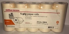 Office Depot 1-Ply Bond Paper Rolls 2.75”x128 10 Count White-RARE-SHIPS N 24 HRS