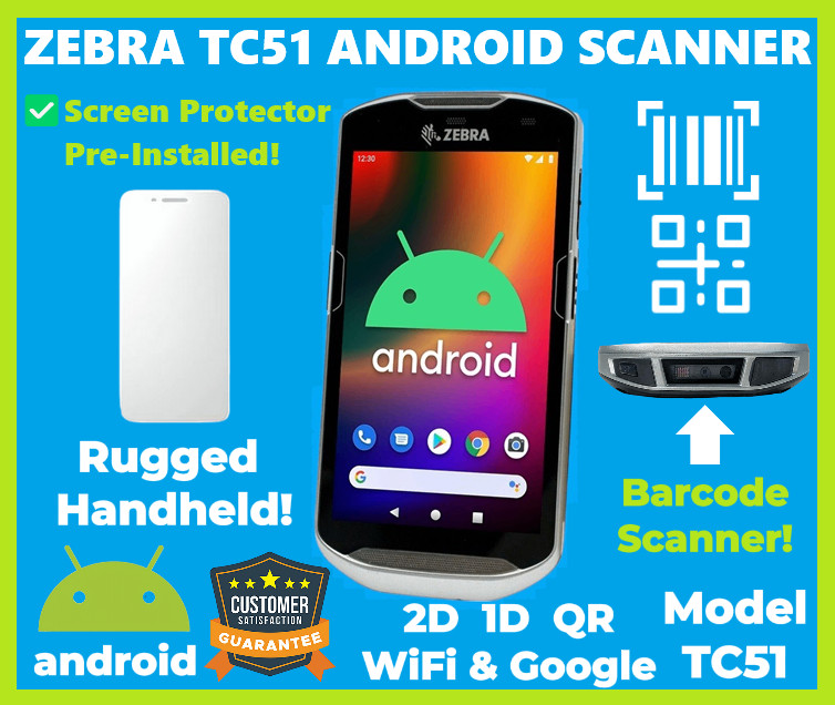 ✅Zebra TC51 Android Handheld 2D/1D/QR Code Barcode Scanner, Google Play!🔥⭐