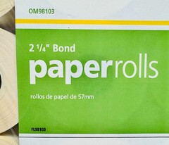 LOT OF 12 ROLLS-CASH REGISTER /CALCULATOR/RECEIPT PAPER-2-1/4″ x 130′-NEW IN PKG