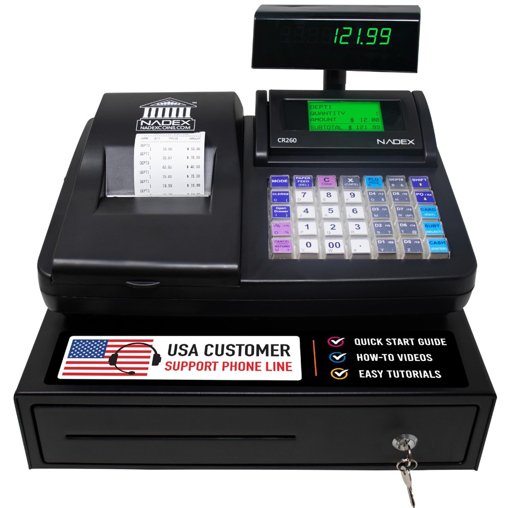 Nadex CR260 Cash Register, Steel Drawer, Fast Printing, User-Friendly Interface