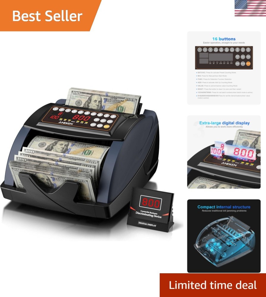 Money Counter with Value Count, UV/MG/IR Counterfeit Bill Detection for Dolla…