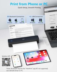 PRT Inkless Portable Printer, Wireless Thermal Printer for Travel Support 8.5…