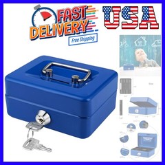 Mini Cash Box with Lock and Slot Small Cash Box with Money Tray Metal Piggy B…