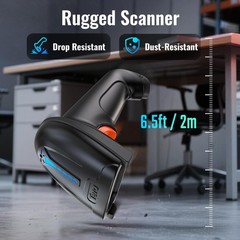 Tera Barcode Scanner Wireless Versatile 2-in-1 (2.4Ghz 1D Black, Black