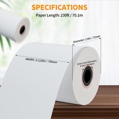 3 1/8” x 230ft’ Thermal Receipt 10 Rolls, Receipt POS Cash Register for Cred…